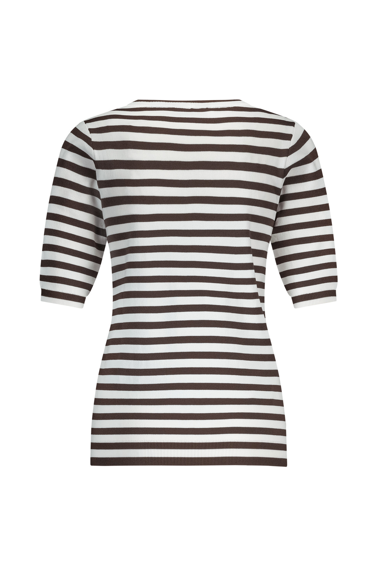 Studio Anneloes Luna SSL Stripe Pullover Offwhite/Espresso, gestreepte pullover in offwhite en espresso